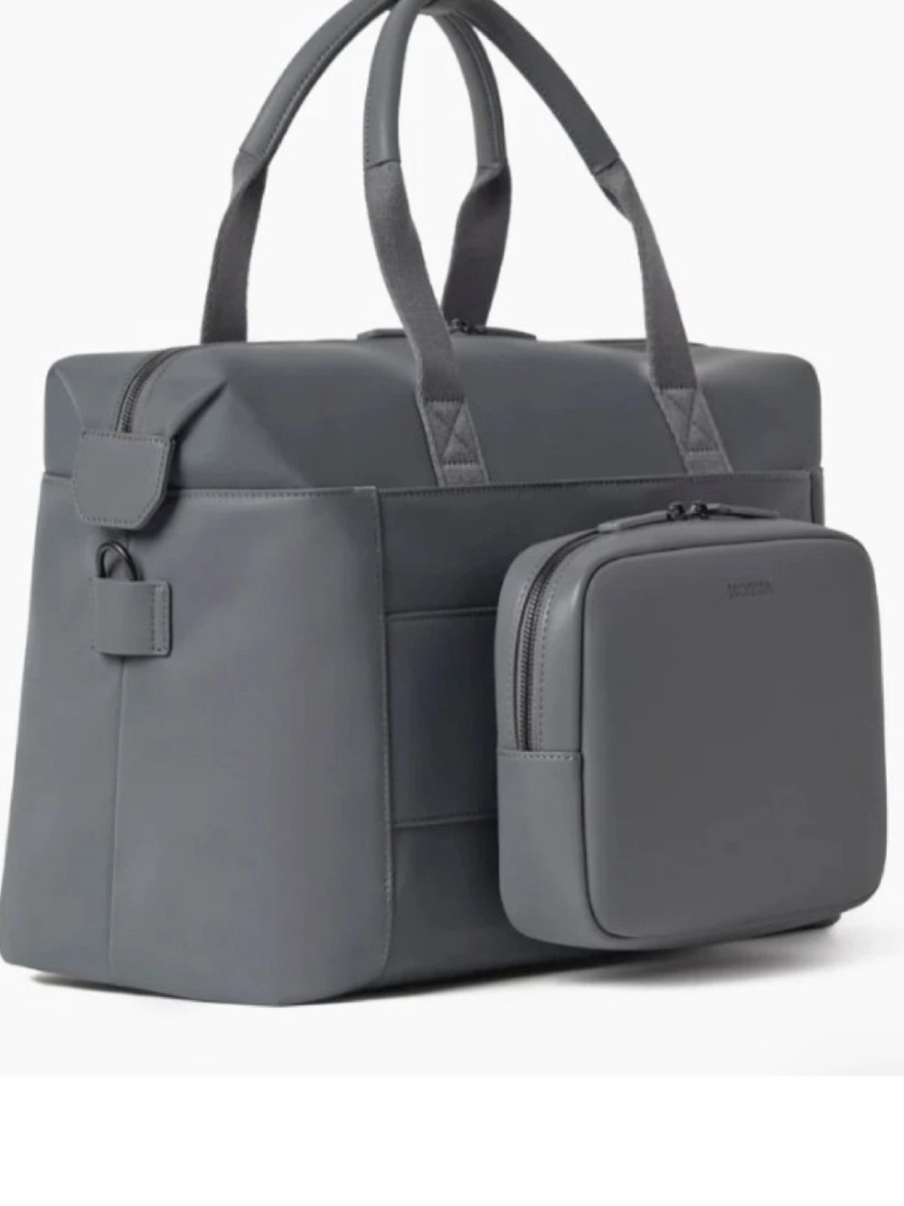 Monos Metro Duffel Bag Dove Gray Blue Weekender Carry On Vegan Leather Trolley